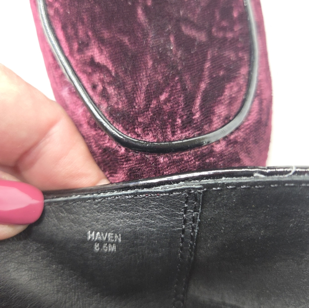 Donald J Pliner Haven Wine Red Crushed Velvet Loafers Flats Size 8.5 - Picture 6 of 11